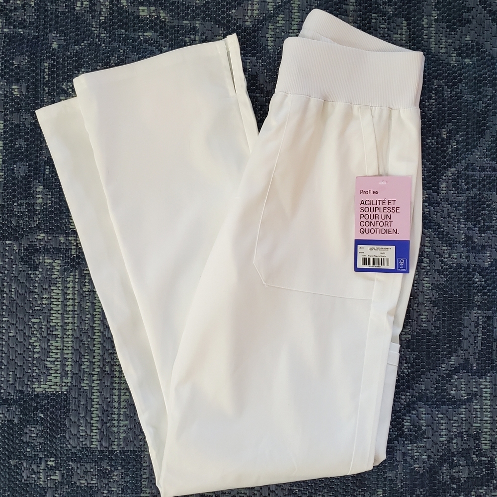 Landau ProFlex Women's WHITE Cargo Scrub Pants Bottoms LB405 XS NWT Yoga…